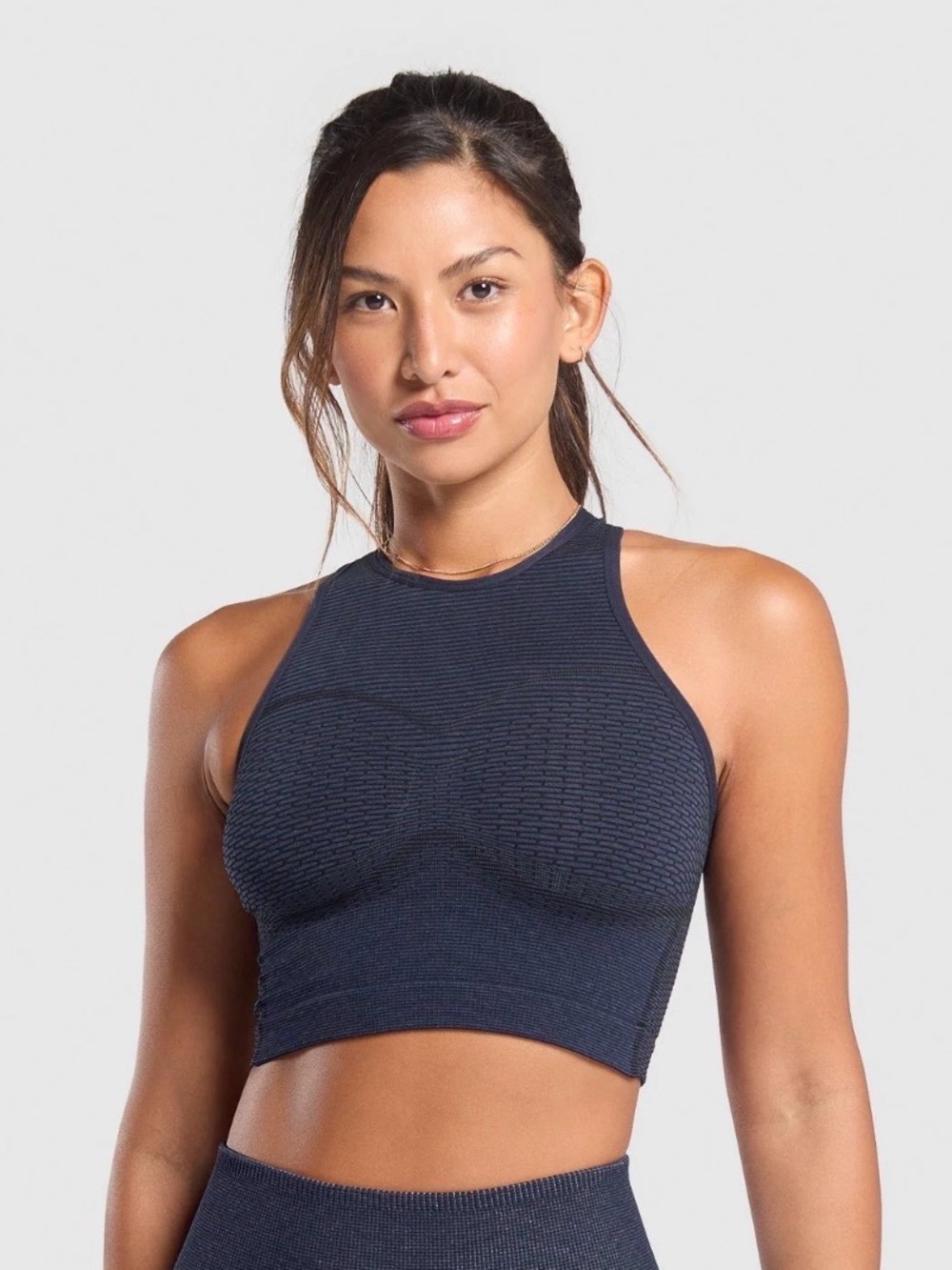 Gymshark Sport Women's Seamless Cropped Tank Top-Navy-XXL